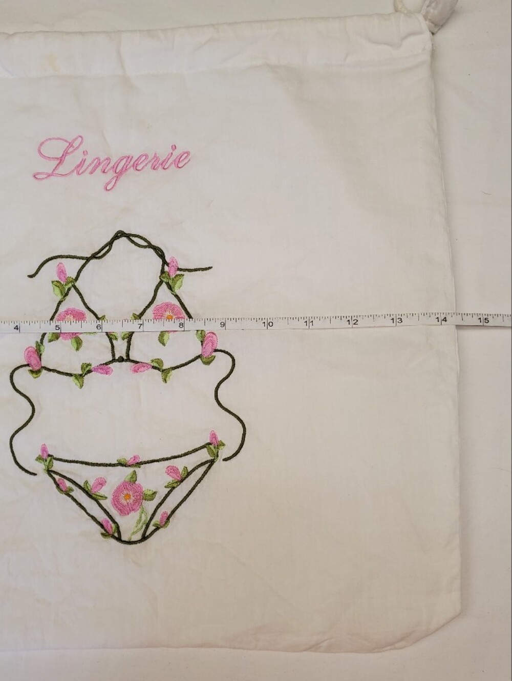 Vintage Lily Juliet Lingerie Travel Bag White Cotton Floral Embroidered - Picture 3 of 5